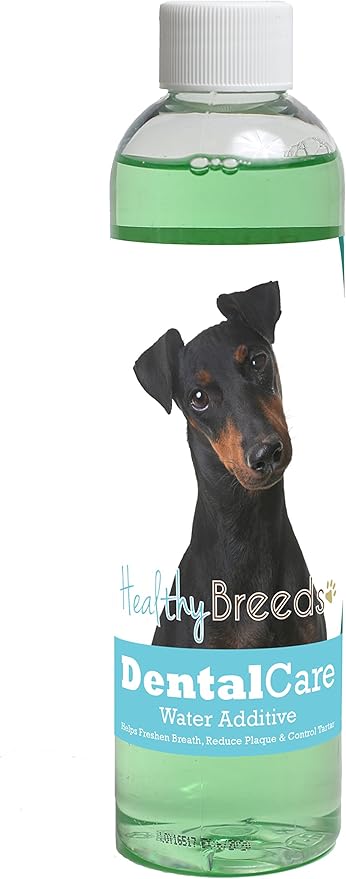 Healthy Breeds Dog Dental Care Water Additive for Manchester Terrier - OVER 200 BREEDS - Easier Than Sticks Wipes Spray Chews & Treats - Mint Flavor - 8 oz