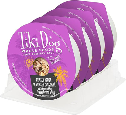 Tiki Dog Petites Whole Foods Wet Dog Food, Chicken, 3 oz. Cups (4 Count)