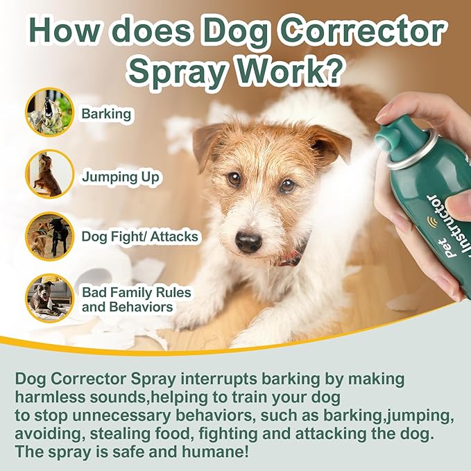 Dog Corrector Spray for Dogs, 130ml. Dog Corrector Dog Trainer. Stops Barking, Jumping Up, Place Avoidance, Food Stealing, Dog Fights, Attack, Unwanted Behavior. Easy to Use. Safe, Humane, Effective.
