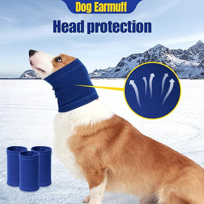 Quiet Ears for Dog, Dog Ear Muffs for Noise Protection,Knitted Dog Winter Hats, Dog Calming Hoodie, Pet Cats and Dogs Grooming Bathing Calming Drying Ear Muffs (Blue, S)