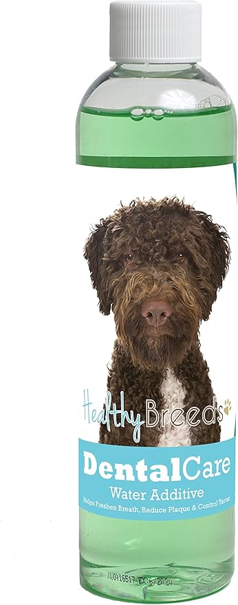 Healthy Breeds Dog Dental Care Water Additive for Lagotti Romagnoli - Helps Freshen Breath, Reduce Plaque & Control Tartar - Mint Flavor - 8 oz