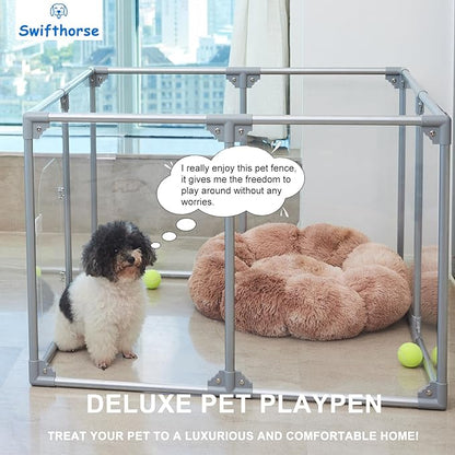 Acrylic Dog Playpen Dog Playpen Indoor Puppy Pen Pets Fence Puppies Cage 8 Panels for Puppies Dog Play Pens for Dogs Indoor