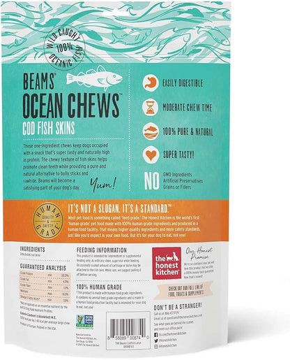 The Honest Kitchen (3 Pack) Cod Ocean Chews Grain Free Dog Chew Treats – Natural Human Grade Dehydrated Fish Skins (5.5 oz Each) with 10ct Pet Faves Wipes
