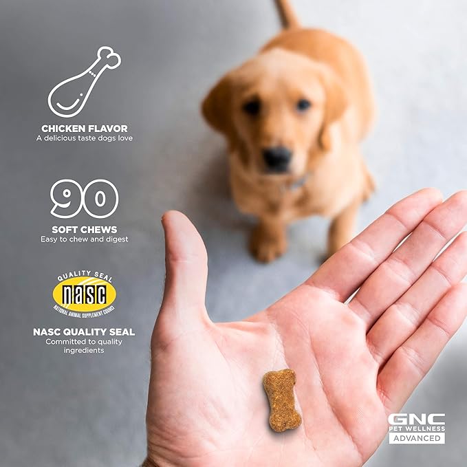 GNC Pets ADVANCED Cognitive Support for Dogs, 90 ct | Chicken Flavored Soft Chews for Dogs with Turmeric, Ginkgo Biloba, Ashwagandha to Support Cognitive Health | Made in the USA