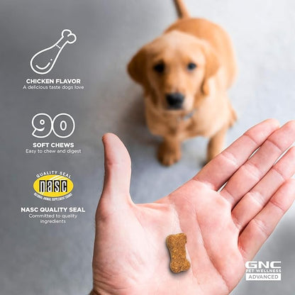 GNC Pets ADVANCED Cognitive Support for Dogs, 90 ct | Chicken Flavored Soft Chews for Dogs with Turmeric, Ginkgo Biloba, Ashwagandha to Support Cognitive Health | Made in the USA