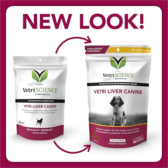 VetriScience Vetri Liver Canine Milk Thistle Supplement for Dogs – Advanced Liver Supplement for Dogs with Antioxidants, Liver Detox, for Sensitive Stomachs, 60 Bite-Sized Chews