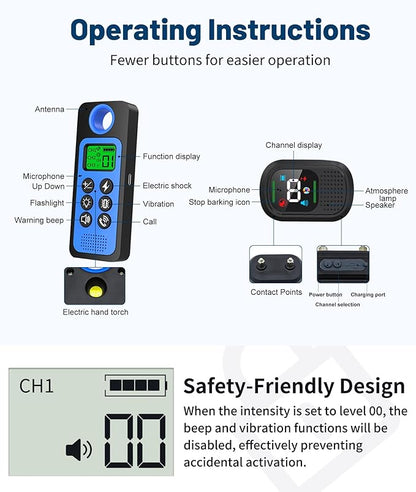 Dog Shock Collar for Dog Training & Behavior Aid, Up to 3300FT Remote Range Training Collar with 4 Training Modes, Voice Call | Vibration(1-10) | Beep(1-10) | Safe Shock(1-10)