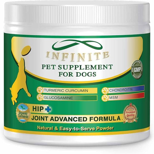 Hip & Joint Supplement Powder. This natural supplement is made with Turmeric Curcumin, Glucosamine, Chondroitin, and MSM, and it rebuilds damaged tissue and relieves inflammation.