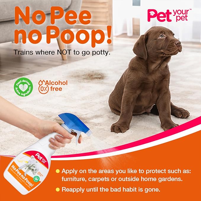 No Pee No Poop Dog Potty Training Spray, 16 Fl Oz – Non-Toxic Dog Spray to Prevent Peeing and Pooping – Natural No Marking Scent Spray - Stops Dogs Peeing Indoors/Outdoors