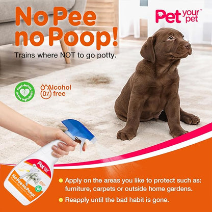 No Pee No Poop Dog Potty Training Spray, 16 Fl Oz – Non-Toxic Dog Spray to Prevent Peeing and Pooping – Natural No Marking Scent Spray - Stops Dogs Peeing Indoors/Outdoors