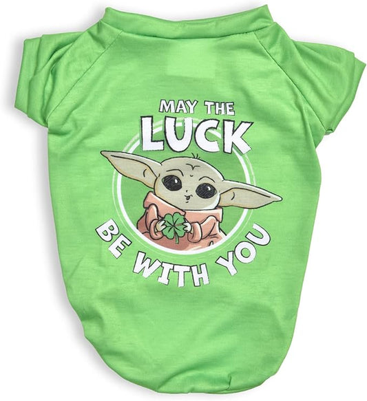 Star Wars for Pets Grogu May The Luck Be with You Dog Tee for St. Patrick’s Day | Size Large | Star Wars Dog Clothing and Apparel, Cute Dog Clothes, Green (FF20332)