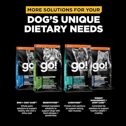 GO! SOLUTIONS Digestion + Gut Health Salmon Recipe with Ancient Grains for Dogs, 22 lb Bag - Dry Food for All Life Stages, Including Puppies, Adult and Senior Dogs