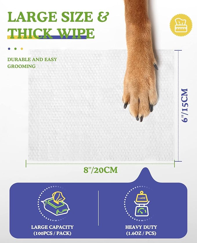 Dog Wipes, Puppy Wipes for Face Eye Ears Body Bath, Pet Wipes for Dog Cat Paws Butt, Unscented Hypoallergenic Thick Dog Grooming Wipes for Cleaning Deodorizing, 100 Count x 4 Pack, White