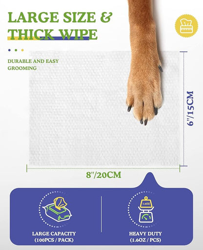 Dog Wipes, Puppy Wipes for Face Eye Ears Body Bath, Pet Wipes for Dog Cat Paws Butt, Unscented Hypoallergenic Thick Dog Grooming Wipes for Cleaning Deodorizing, 100 Count x 4 Pack, White