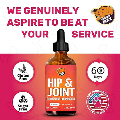 Liquid Dog Joint and Hip Supplement | Glucosamine for Dogs | Hip and Joint for Dogs | Dog Hip and Joint Supplement | Dog Joint Supplement | 2 Oz