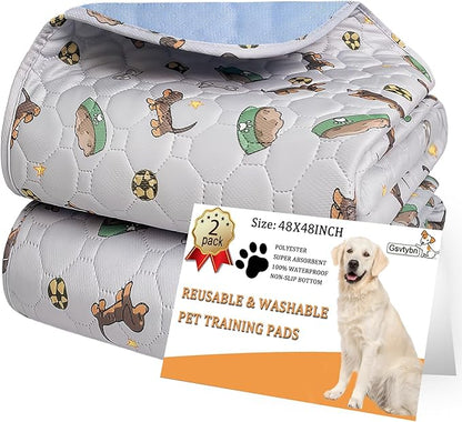 Washable Pee Pads for Dogs - Super Absorbent Reusable Puppy Pads 2Pack 48''x48'' Waterproof Dog Pee Pads Non-Slip Whelping Pads Leakproof Urine Pet Training Pads for Potty Wshable Puppy Pads