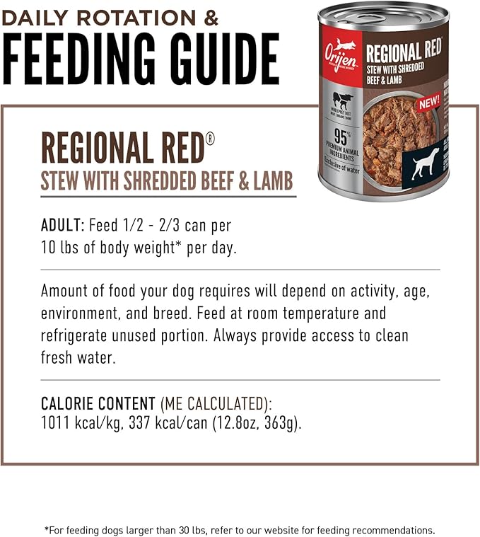 ORIJEN REGIONAL RED Stew Wet Dog Food, WholePrey Ingredients, 12.8oz (Case of 12)
