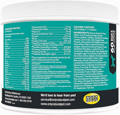 Only Natural Pet Ultimate Daily Vitamins - Complete Multivitamin Supplement for Dogs Balanced Health & Vitality - Senior Small & Large Canine Food Immune Digestive Support -60 Soft Chews (Pack of 1)