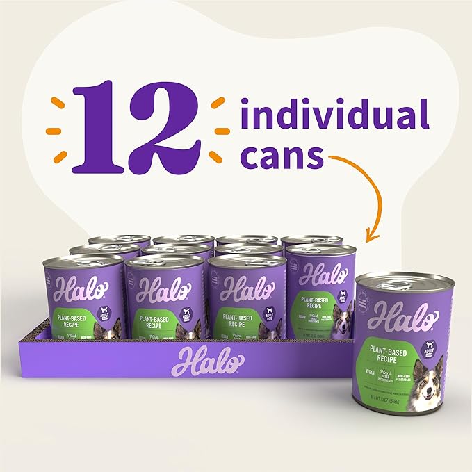 Halo Garden of Vegan Adult Wet Dog Food, Plant-Based, 13oz Can (Pack of 12)