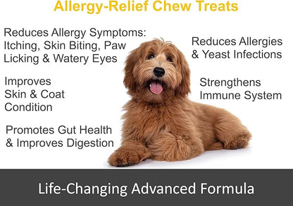 Allergy Relief for Dogs. Omega 3, Pumpkin & Probiotics for Dog Seasonal Allergies & Itchy Skin. Strengthens Immune System & Improves Digestive Health. Made in USA. 120 Soft Chews