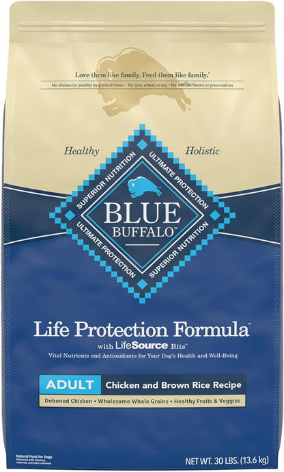Blue Buffalo Life Protection Formula Natural Adult Dry Dog Food, Chicken and Brown Rice 30-lb