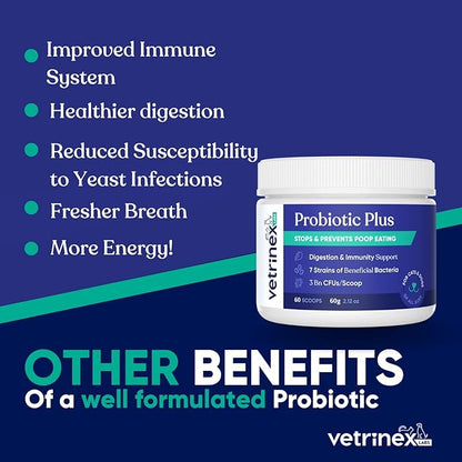 Probiotic - Coprophagia Treatment for Dogs - Stop and Prevent Dog from Eating Poop - No Stool Eating, Deterrent and Prevention - Probiotics Powder for Cats, Dogs & Puppies
