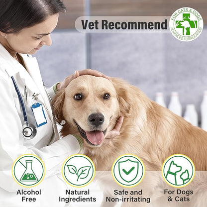 𝐆𝐉𝐘𝐂 𝐏𝐄𝐓 Ear Finger Wipes for Dogs & Cats - Natural Ingredients Gently Remove Ear Wax, Debris - Soothes & Deodorizes - Relieve Ear Itching & Inflammation with Aloe, 55 Count