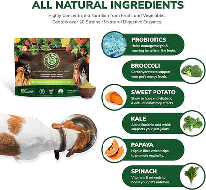 Ruff Greens - Hip & Joint Supplement for Dogs - Probiotics Digestive Enzymes Powder for Mobility Support, Essential Vitamins & Minerals, 13.8 ounce
