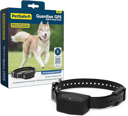 PetSafe Guardian GPS Add-A-Dog Collar - Waterproof, Add-On Dog Collar for Guardian GPS Connected Customizable Fence, 10 Static Levels and Tone, 3-Day Battery Life, Fits Dogs Over 10lb