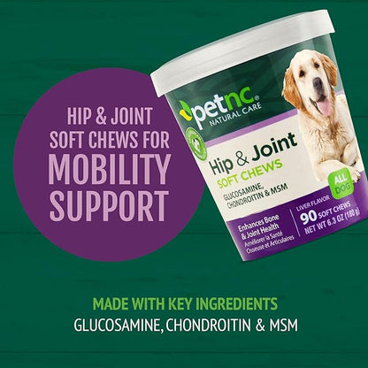 PetNC Natural Care Hip and Joint Soft Chews for Dogs, 90 Count,Liver,6.3 oz
