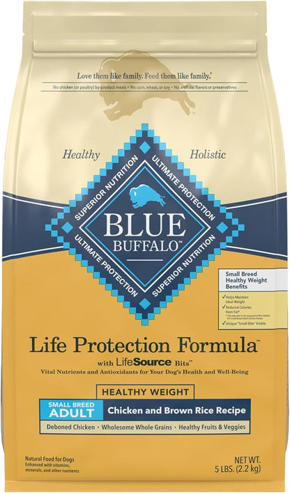 Blue Buffalo Life Protection Formula Natural Adult Small Breed Healthy Weight Dry Dog Food, Chicken and Brown Rice 5-lb Trial Size Bag