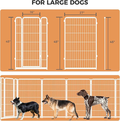 FXW Homeplus Dog Playpen Designed for Indoor Use, 45" Height for Large Dogs, White│Patented