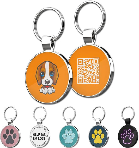 MYLUCKYTAG QR Code Pet ID Tags Dog Tags - Pet Online Profile - Scan QR Receive Instant Pet Location Alert Email