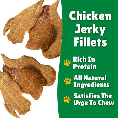 Lucky Premium Treats Chicken Jerky Fillets – Chicken Jerky Dog Treats Made with Sliced Lean Dehydrated Chicken Breast (13 oz)