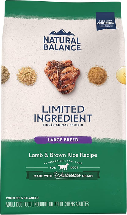 Natural Balance Limited Ingredient Large Breed Adult Dry Dog Food with Healthy Grains, Lamb & Brown Rice Recipe, 26 Pound (Pack of 1)