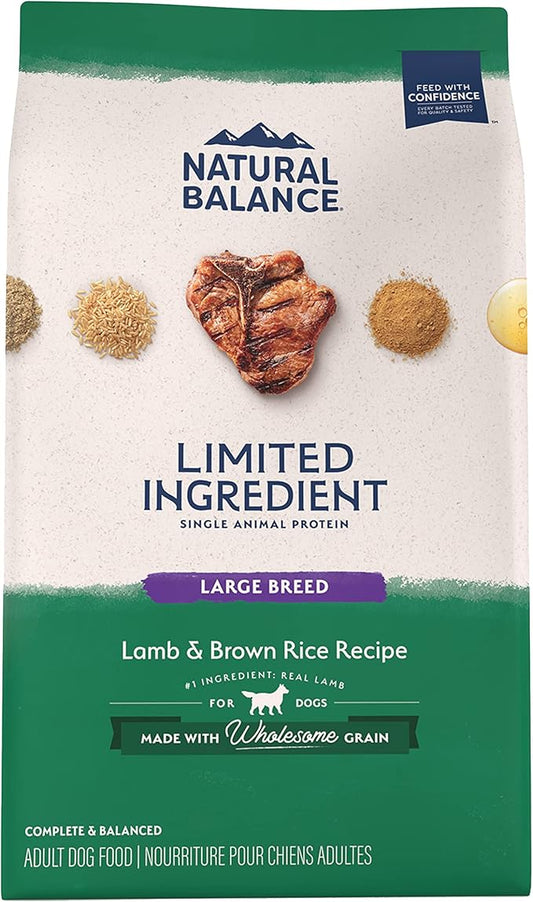 Natural Balance Limited Ingredient Large Breed Adult Dry Dog Food with Healthy Grains, Lamb & Brown Rice Recipe, 26 Pound (Pack of 1)