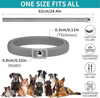 4 Pack Flea Collar for Dogs, Dog Flea and Tick Collar 8 Months Flea and Tick Treatment Prevention for Dogs, Waterproof Adjustable Dog Flea Collar Natural Tick and Flea Collar for Dogs (Purple&Grey)