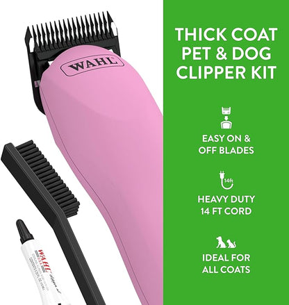 WAHL Professional Animal Thick Coat Pet Clipper & Dog Clipper (#9787-300) - Dog Hair Remover - Grooming Clippers for Dog, Cat & Pets - for Thick Haired Dogs & Pets - 2 Speeds - Pink
