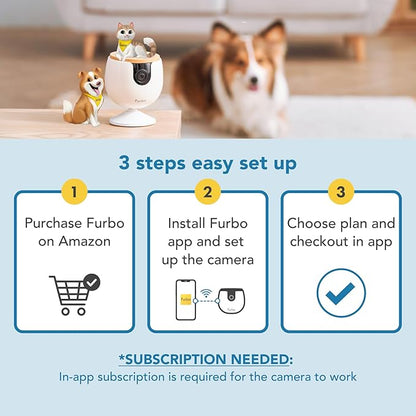 Furbo Mini NEW Pet Camera + Nanny Bundle: Home Security & Cat, Dog Safety Alerts, Pet Camera with Speaker, Smart Home Indoor Cam w Phone App & Night Vision (Additional Subscription Required at Setup)