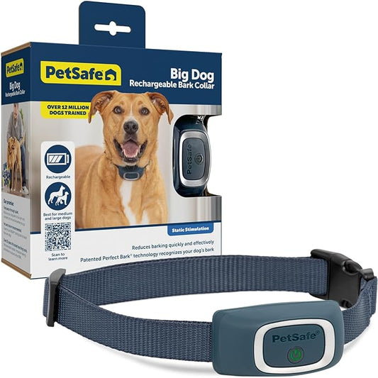 PetSafe Rechargeable Bark Collar, 15 Levels of Automatically Adjusting Static Correction - Rechargeable, Waterproof - Reduces Barking and Whining - for Small, Medium, and Large Dogs over 8 lb