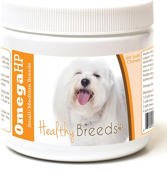 Healthy Breeds Coton de Tulear Omega HP Fatty Acid Skin and Coat Support Soft Chews 60 Count