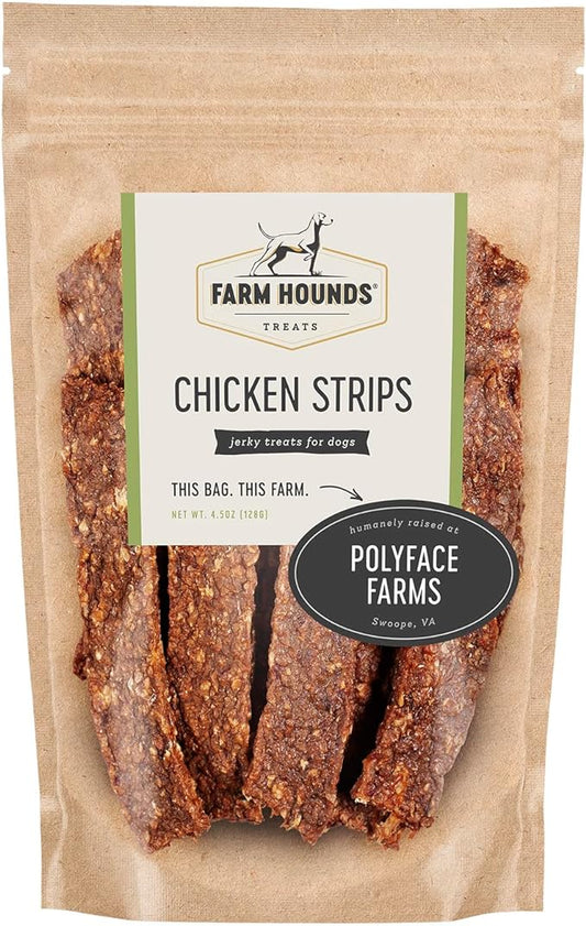 Farm Hounds Chicken Strips for Dogs, Natural & Healthy Dog Jerky Treats, Dog Chews & Snacks for Training & Rewarding, Made in USA, Chicken Strip Treat, 4.5oz