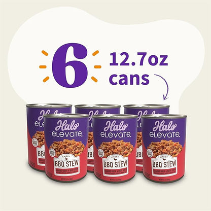 Halo Elevate Wet Dog Food, Healthy Grains, Smoky BBQ Braised Duck & Beef Stew with White Potatoes, Carrots & Brown Rice, 12.7oz (Pack of 6)