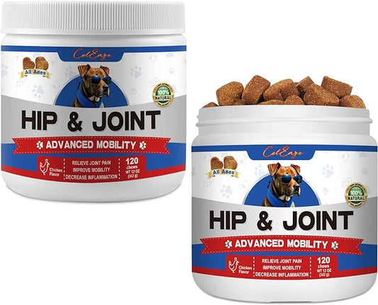 Joint Supplement for Dogs【2 PACK】, Glucosamine Chondroitin for Dogs Joint Pain Relief, MSM - Advanced Mobility Chews Reduce Inflammation, Hip & Joint Care - Chicken Flavor - 240 Ct