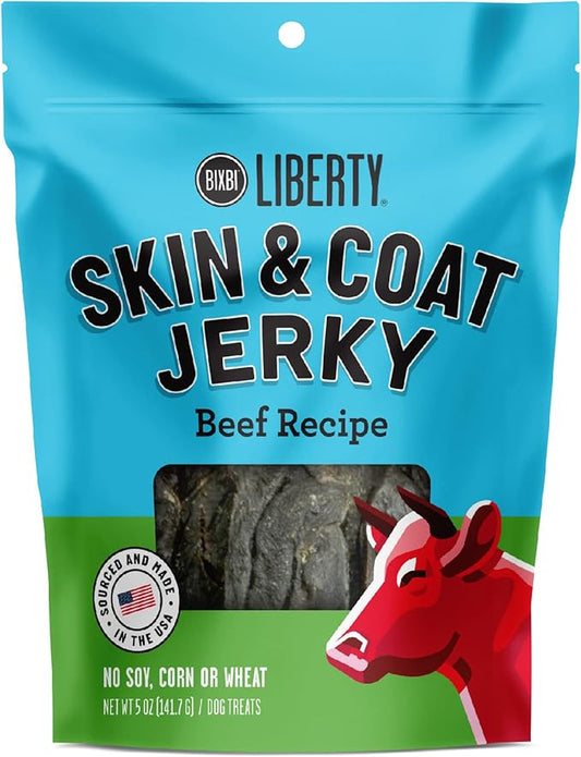 BIXBI Liberty Skin & Coat Support Beef Liver Jerky Dog Treats,5 oz-USA Made Grain Free Dog Treats-Antioxidant Rich to Support Shiny,Full Bodied Coats-High in Protein,Whole Food Nutrition,No Fillers