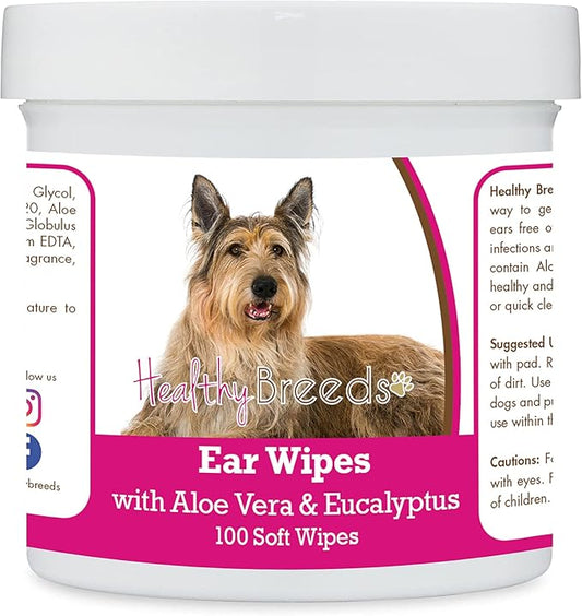 Healthy Breeds Berger Picard Ear Cleaning Wipes with Aloe & Eucalyptus for Dogs 100 Count