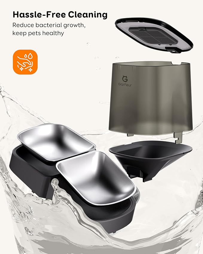 Wifi 5L Automatic Cat Food Dispenser for 2 Cats, Automatic Cat Feeder, 48 Portions 6 Meals Per Day, Memory Function, 10s Meal Call, Timed Feeder for Cats Dogs, by Garfeur