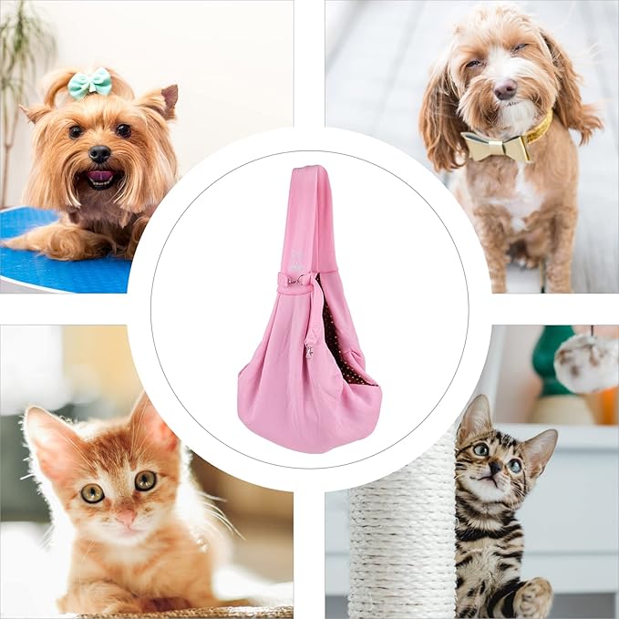 Small Dog Cat Sling Carrier,Hands Free Reversible Pet Carriers Bag,Pet Carrier Shoulder Crossbody Pet Slings Suitable for Puppy, Small Dogs, and Cats for Outdoor Travel (Pink)