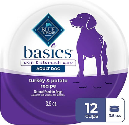 Blue Buffalo Basics Grain-Free Wet Dog Food for Small Breed Adult Dogs, Limited Ingredient Diet, Turkey Recipe, 3.5-oz. Cup