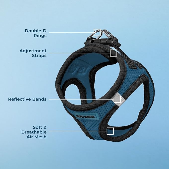 Voyager Step-In Air Dog Harness - All Weather Mesh Step in Vest Harness for Small and Medium Dogs by Best Pet Supplies - Blue Base, L